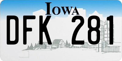 IA license plate DFK281
