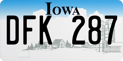 IA license plate DFK287