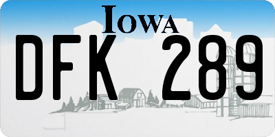 IA license plate DFK289