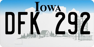 IA license plate DFK292