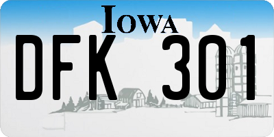 IA license plate DFK301
