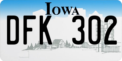 IA license plate DFK302
