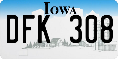 IA license plate DFK308
