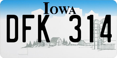IA license plate DFK314