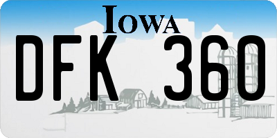 IA license plate DFK360
