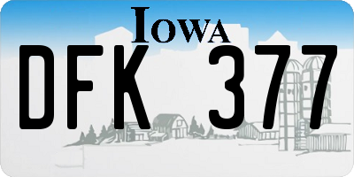 IA license plate DFK377