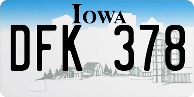 IA license plate DFK378