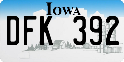 IA license plate DFK392
