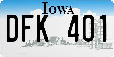 IA license plate DFK401