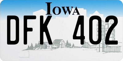 IA license plate DFK402