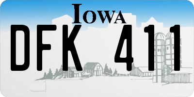 IA license plate DFK411