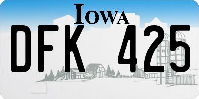 IA license plate DFK425