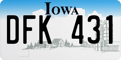 IA license plate DFK431