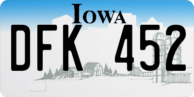 IA license plate DFK452