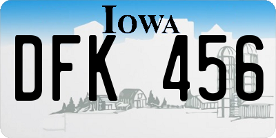 IA license plate DFK456