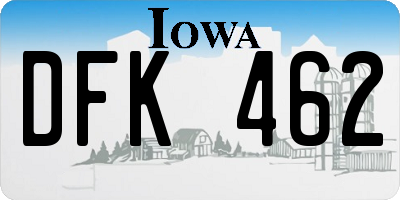 IA license plate DFK462