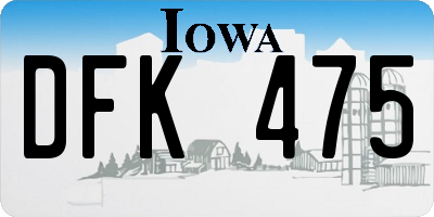 IA license plate DFK475