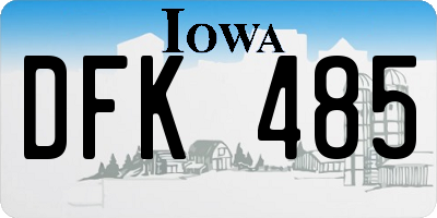 IA license plate DFK485