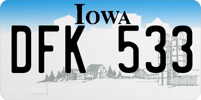IA license plate DFK533