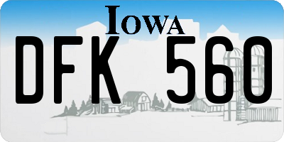 IA license plate DFK560
