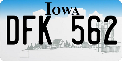 IA license plate DFK562