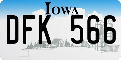 IA license plate DFK566
