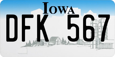 IA license plate DFK567