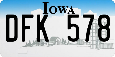 IA license plate DFK578