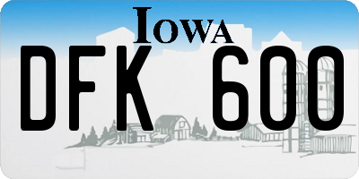 IA license plate DFK600