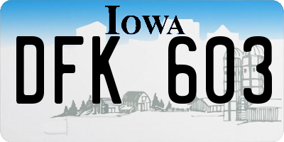 IA license plate DFK603