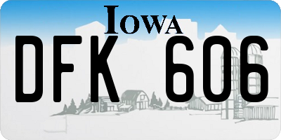 IA license plate DFK606