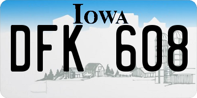 IA license plate DFK608