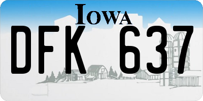IA license plate DFK637