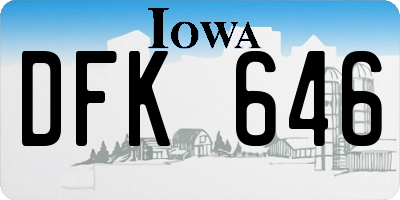 IA license plate DFK646