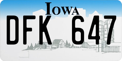 IA license plate DFK647