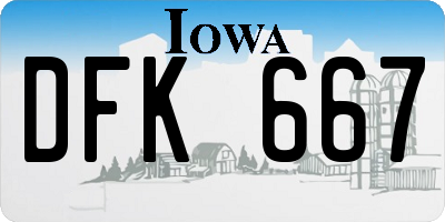 IA license plate DFK667