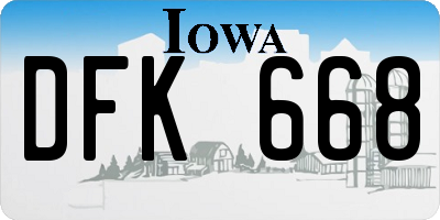 IA license plate DFK668