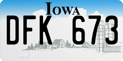 IA license plate DFK673