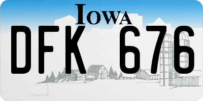 IA license plate DFK676