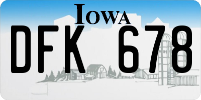 IA license plate DFK678