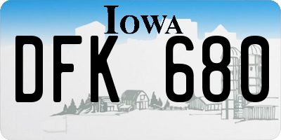 IA license plate DFK680
