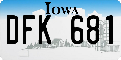 IA license plate DFK681