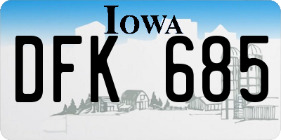IA license plate DFK685