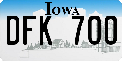 IA license plate DFK700