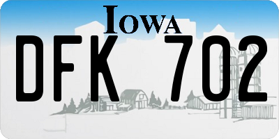 IA license plate DFK702