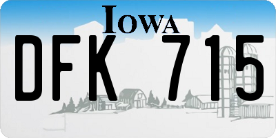 IA license plate DFK715