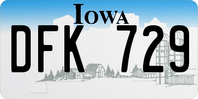IA license plate DFK729