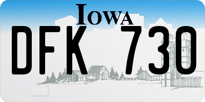 IA license plate DFK730