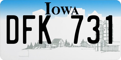IA license plate DFK731