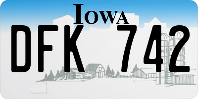 IA license plate DFK742